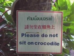 Моля, не седете върху крокодила!