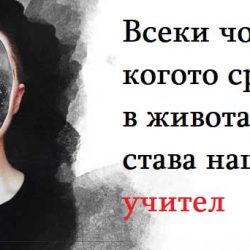 Всеки човек, когото срещаме в живота си, става наш учител